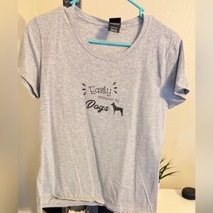 Hanes Light Gray Dog Print T-Shirt